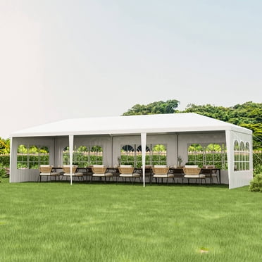 Costway Abri de Jardin Robuste 10 Pieds X 30 Pieds pour l'Extérieur, Auvent pour Fête et Mariage