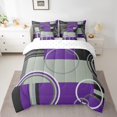 thumbnail image 2 of YST Abstract Swirls 7 Piece Comforter Set Full Modern Purple Black Grey Bed in a Bag Geometry Circles Stripes Bed Set Geometric Square Curved Lines Down Comforter Modern Texture Top Sheet, 2 of 5