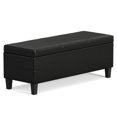 thumbnail image 1 of Afton Banc Ottoman Rectangulaire de Rangement de 48 Pouces de Large en Similicuir Noir Minuit, 1 of 19