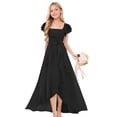 thumbnail image 1 of XIMIN Robes de Demoiselle d'Honneur pour Fille à Volants Manches Courtes Encolure Carrée Ligne A Asymétrique Demoiselle d'Honneur Junior Formelle Invitée de Mariage Fête Bal Remise des Diplômes Anniversaire Robe pour Filles (Noir, 7-8 Ans), 1 of 6