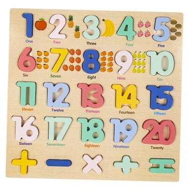 Milaget Planches de Casse-Tête en Bois à Chevilles, Planches de Casse-Tête Alphabet pour Enfants de 3+ Ans Garçons Filles, Chiffres macaron