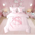 thumbnail image 1 of Erosebridal Literie Monogrammée pour Ados Format Double, Lettre Initiale S Ensemble de Literie Format Double, Déco Nœud Rose, Réversible, 1 of 1