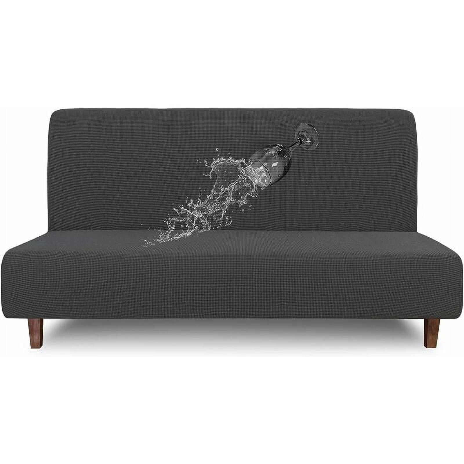 Waterproof futon cover, double waterproof sofa cover for futon, stretchable jacquard armless sofa cover, waterproof furniture protector for children and pets