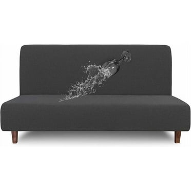 Waterproof futon cover, double waterproof sofa cover for futon, stretchable jacquard armless sofa cover, waterproof furniture protector for children and pets