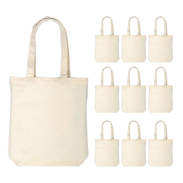 10 Pack Canvas Bags Tote Bags Large Capacity Solid Color Foldable Reusable Lightweight Shopping Bags Cloth Bags Tote Bags