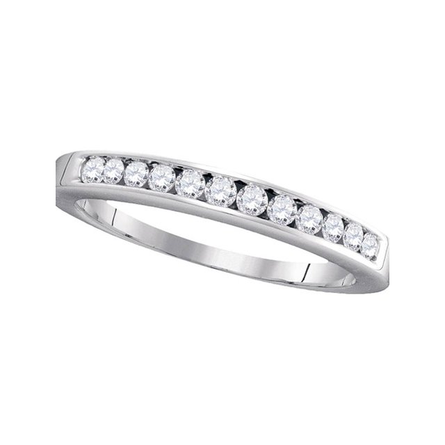 14kt White Gold Womens Round Channel-set Diamond Single Row Wedding Band 1/4 Cttw