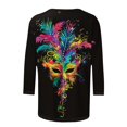 thumbnail image 5 of Penkiiy 2024 Blouse Mardi Gras Tops pour Femmes T-Shirt Quotidien Manches 3/4 Blouse Imprimé Masque Haut Carnaval Col Rond Chemise Décontractée S Multicolore, 5 of 5