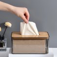 thumbnail image 1 of SSZMDLB Paper Towel Box, Tissue Box, Transparent Paper Towel Storage Box, Household Living Room Decor Box, Vintage Style Tissue Holder for Countertop, 1 of 9