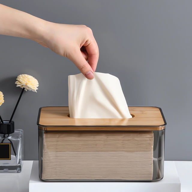 SSZMDLB Paper Towel Box, Tissue Box, Transparent Paper Towel Storage Box, Household Living Room Decor Box, Vintage Style Tissue Holder for Countertop