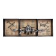 thumbnail image 3 of Metallic Vintage Airplane Wall Art with Clock, Set of 3, 3 of 8