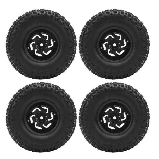 4pcs RC Crawler Wheels Hub and Tires Set, Anti Scratch Plastic Aluminum Alloy Wheel Rim Kit for RC Car 120x46mm