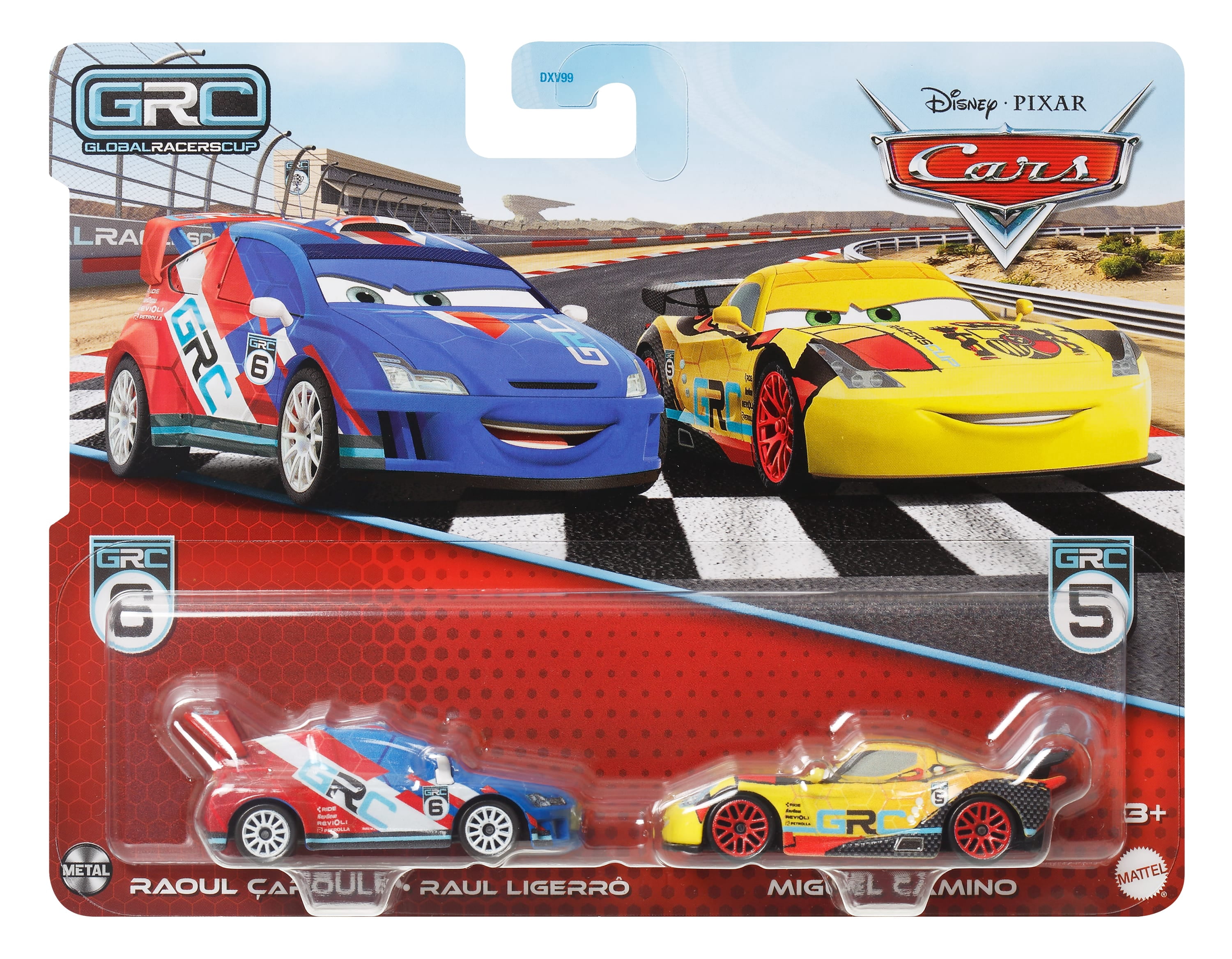 Disney/Pixar Les Bagnoles Échelle 1:55 Coffret de 2 Véhicules, GRC Raoul Caroule & Miguel Camino