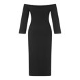 thumbnail image 4 of Women‘s Solid Color Long Sleeve Off Shoulder Strapless Party Dress, 4 of 9