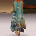thumbnail image 1 of LOVZFMLL Dresses Women Casual Draw Back Printed Sleeveless Ruffle Lace-up Cold Shoulder Dress, 1 of 5