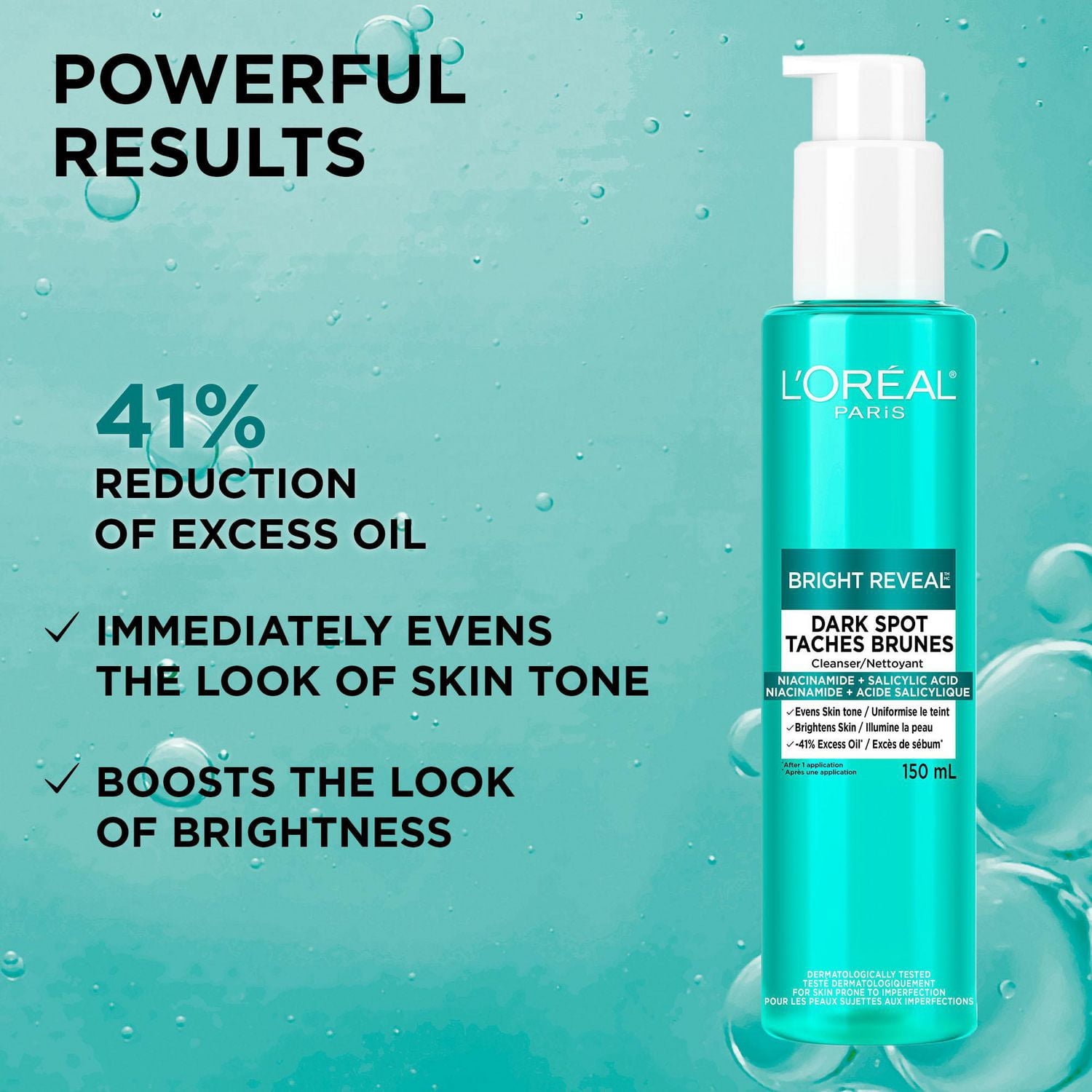 L'Oréal Paris Bright Reveal Nettoyant visage pour taches brunes, 150ml
