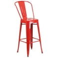 thumbnail image 1 of 30'' High Red Metal Indoor-Outdoor Barstool with Back, 1 of 9