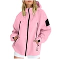 thumbnail image 1 of JGGSPWM Manteau pour Femmes Uni à Fermeture Éclair avec Poches, Imperméable d'Extérieur, Coupe-Vent Léger de Randonnée avec Capuchon, Rose, TTG, 1 of 8