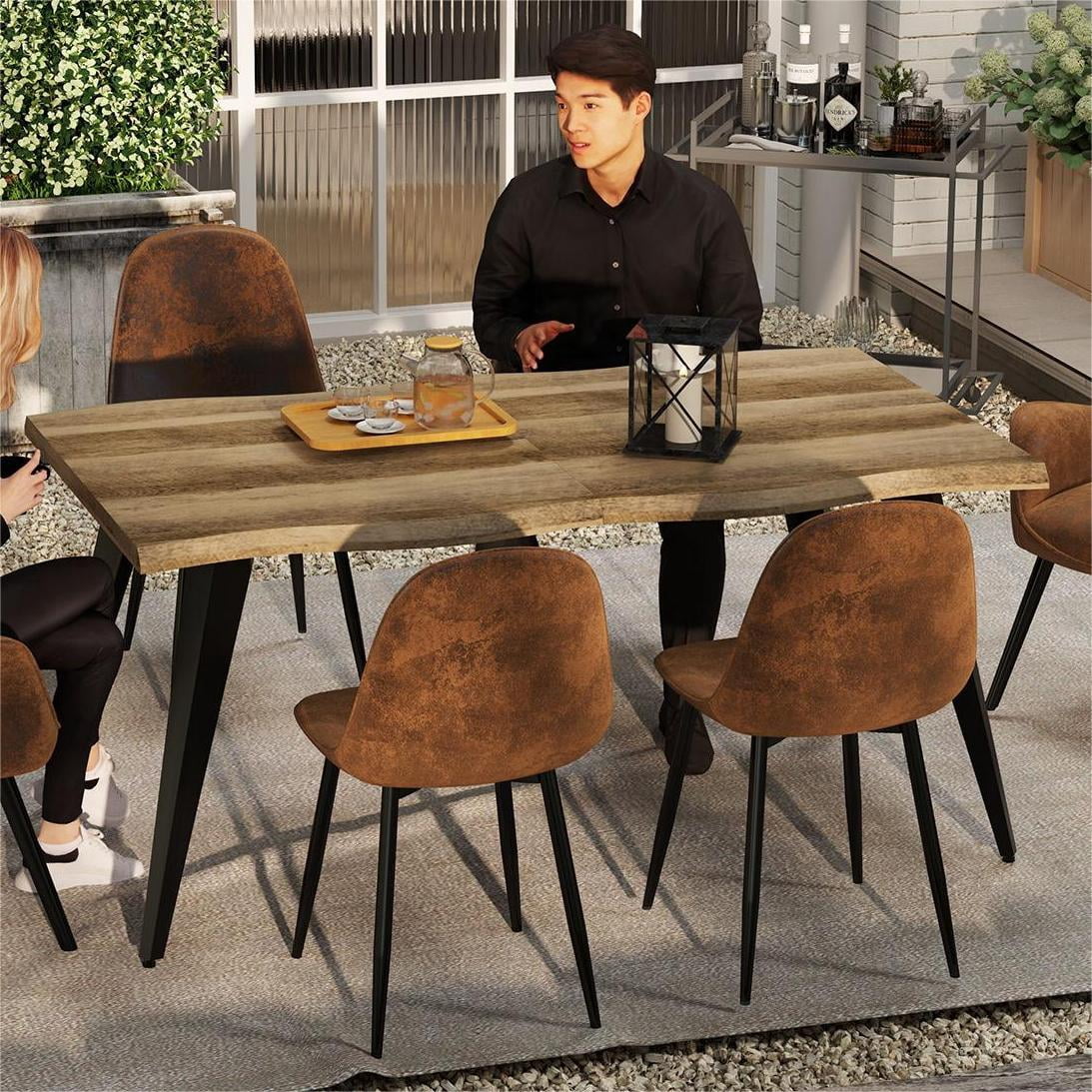 Ensemble de salle à manger rectangulaire moderne 5 pièces Homy Casa, table en faux bois avec 4 chaises rembourrées