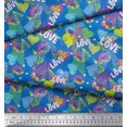 thumbnail image 3 of Soimoi Blue Cotton Poplin Fabric Text,Lips & Heart Print Sewing Fabric Yard 42 Inch Wide, 3 of 3