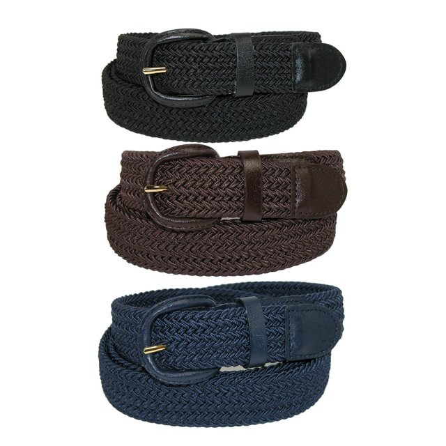 CTM® Ceinture Tressée Élastique Extensible (Lot de 3 Couleurs) (pour Hommes)