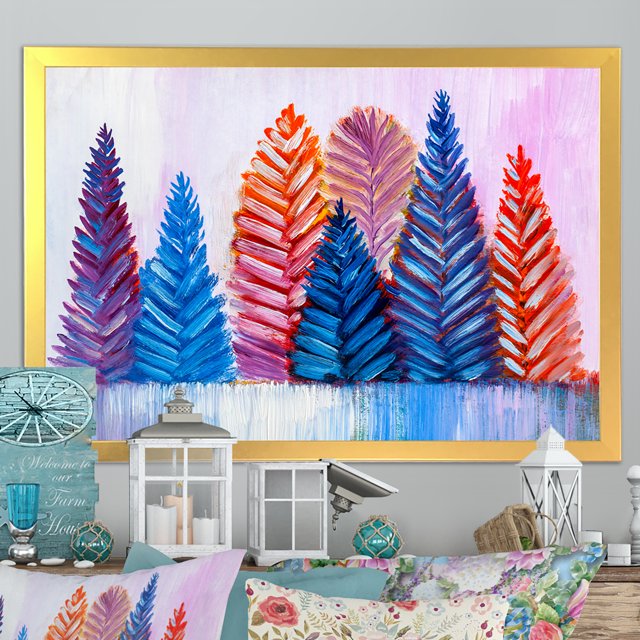 Designart Arbres de Noël Abstraits Traditionnels Art Mural Encadré