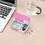Vadktai Travel Pill Organizer Box, Portable Pill Case, Pill Box Dispenser, with 6 Compartments for Different Medicines
