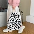 thumbnail image 4 of Vintage Women Cow Pattern School Bags Plush Backpack Large Capacity Bagpack, 4 of 10