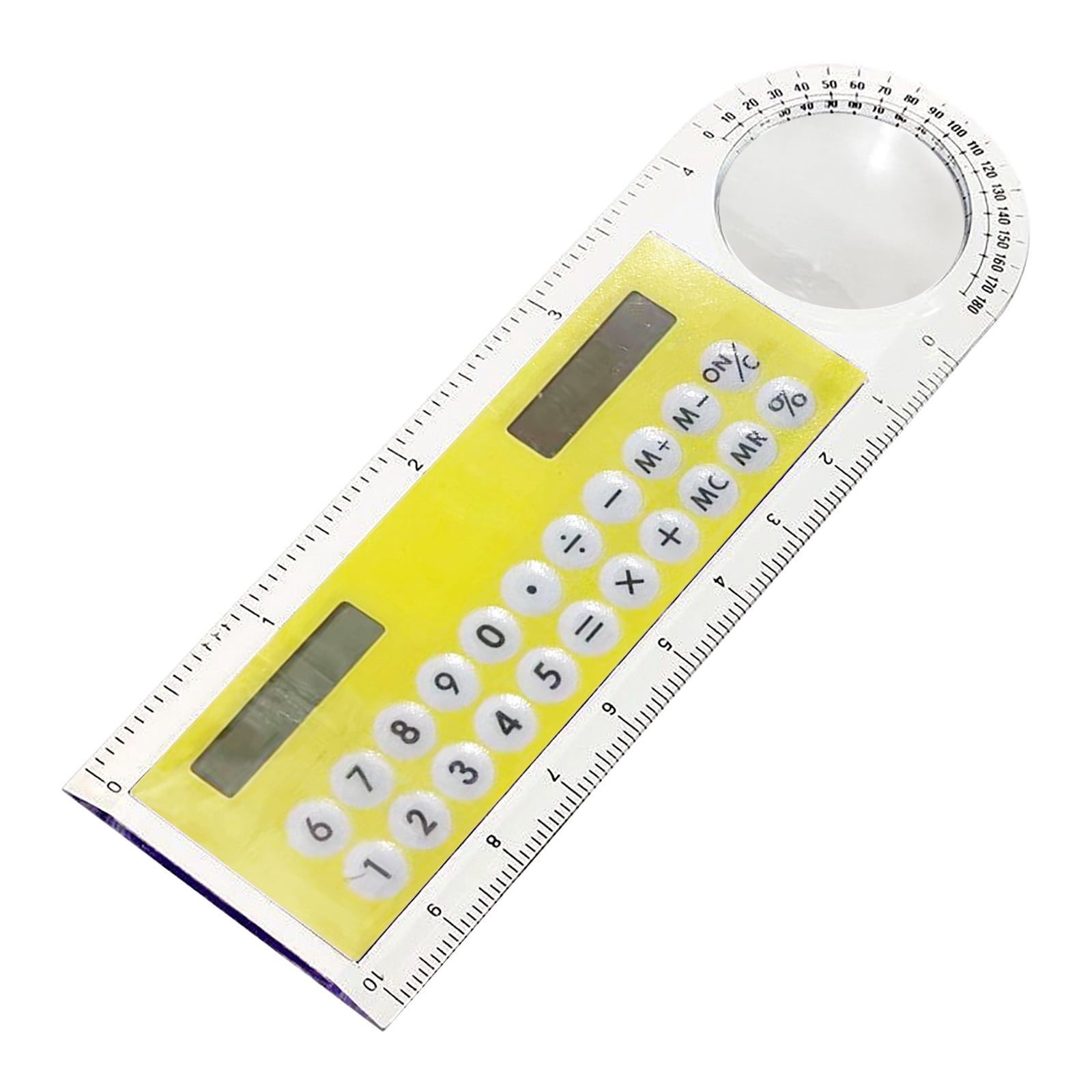 EARKITY Multifunctional Ruler, 3 in 1 Calculators, Mini Pocket Basic Calculator with Magnifier, Solar Transparent Ruler Calculator, Digital Desktop Calculator for Kids Student School Supplies Basic
