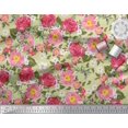 thumbnail image 3 of Soimoi Tissu en Poly Georgette Feuilles, Clématites & Roses Imprimés Floraux au Mètre 42 Pouces de Large, 3 of 3