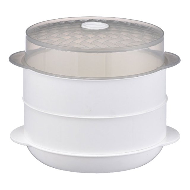 1 Set Food Steamer Double-layer Kitchen Microwave Oven Steamer Food Cookware