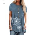 thumbnail image 2 of yingyy T-shirt pour Femme Imprimé Blouse Décontractée à Manches Courtes Col Rond Haut, Bleu, P Bleu G, 2 of 5