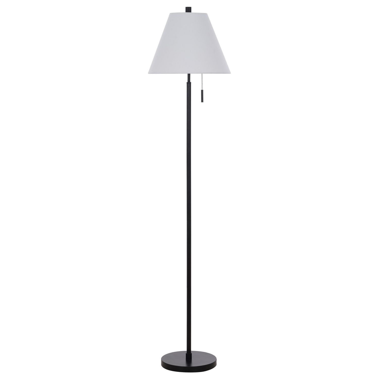 Lampadaire à chaînette en métal au fini noir mat de 147,3 cm de Home Trends avec abat-jour tambour évasé en lin de 33 cm