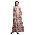 thumbnail image 1 of Bimba Floral Printed Front Slit Sleeveless Summer Spring Long Women BeachDress-Small, 1 of 5