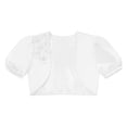 thumbnail image 3 of Hansber Boléro Scintillant pour Filles Manches Courtes Ouvert Cardigan Court Robe de Mariage Fleur Blanche 8, 3 of 7
