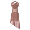 thumbnail image 2 of RUNQHUI Robe de Danse Lyrique pour Femmes Robe de Patinage Artistique Sans Manches en Mousseline Fluide Justaucorps-Robe Asymétrique Rose Poudré m, 2 of 7
