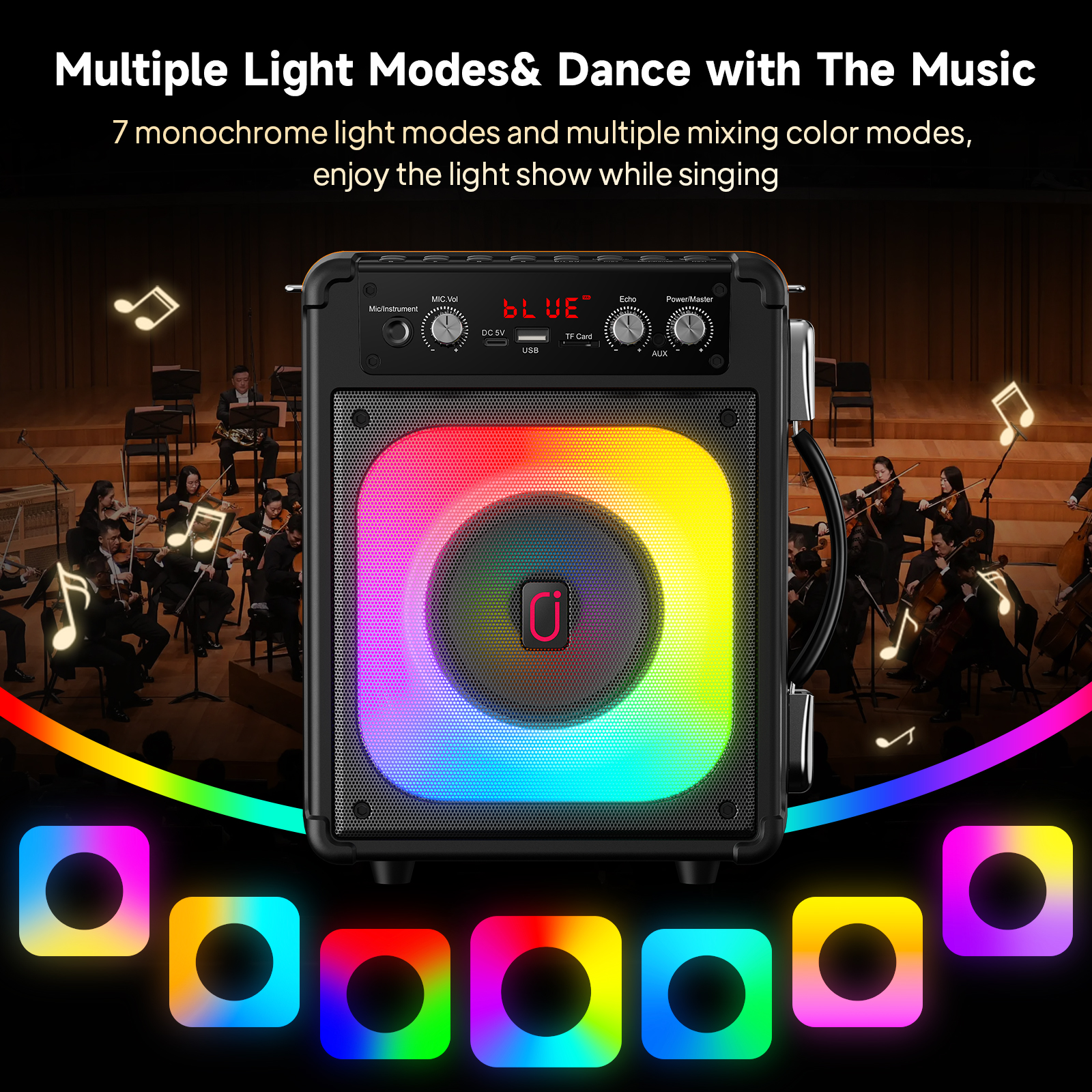JYX Portable Karaoke Machine with 2 Mics, Bluetooth Singing