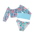 thumbnail image 1 of Hiiyo Toddler Girls Bikini Set with Long Sleeve Rash Guard Swimsuit Hawaii Beach Bathing Suit,3-Piece, 1 of 3