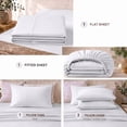 thumbnail image 4 of Comfy Bamboo World Series 4pc Microfiber Sheet Set, Queen Size Bedsheet, White, 4 of 6