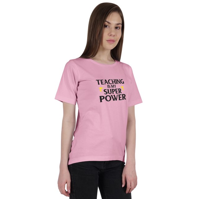 Inkmeso T-Shirt à Encolure Dégagée pour Femmes « Teaching Is My Super Power » Citation Graphique d'Enseignante