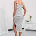 thumbnail image 4 of Maternity Dress for Women with Ribbed Hem, Side Slits, Striped Design, Sleeveless Fit, Soft Knit Fabric, Stretchy Comfort, 4 of 6