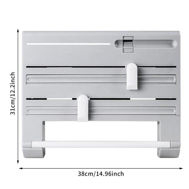 6 in 1 Plastic Wrap Storage Cutting Rack Storage Box Multifunctional Storage Cutting Rack Household Kitchen Tool Rack for Kitchen Seasonings Home