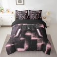 thumbnail image 2 of YST Gaming Bedding Comforter Set, 7-Piece, Abstract Gradient Checkered, King, Black and Pink, 2 of 4