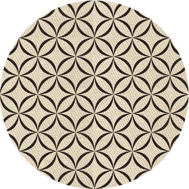 Ahgly Company Tapis d'Intérieur Rond Lavable en Machine Beige Blé Transitionnel, 6 Pieds Rond