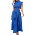 thumbnail image 1 of XZNGL Robe d'Été pour Femmes Aguichant Mode Femmes Été Unie Aguichant Ajourée Décontractée Mini Robe Sans Manches à Col Rond Robe d'Été Mini Robe pour Femmes Robe d'Été pour Femmes avec Manches, 1 of 4