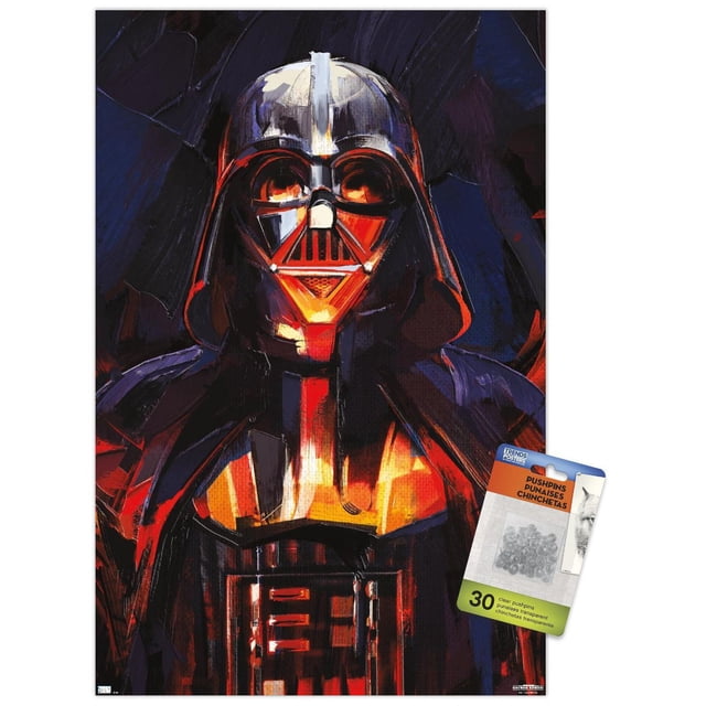 Star Wars : Obi-Wan Kenobi - Affiche Murale de Peinture Darth Vader, 22,375 Po x 34 Po Présentant une Peinture Abstraite de Darth Vader avec des Traits de Pinceau Rouges, orange et Bleu Foncé Audacieux sur une Affiche à Fini Satiné de Qualité Supérieure, Incluant 30 Punaises Transparentes pour un Montage Mural Facile.