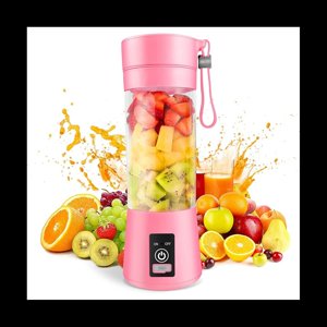 Mélangeur portable Mini Mélangeur pour Shakes and Smoothies Rechargeable USB 380Ml Coupe de jus de fruits avec 6 Les lames,1 x Mélangeur de jus 1 x USB Câble, Pink