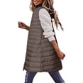 thumbnail image 2 of DPTALR Femmes Chaud Gilet à Poches Manteau Long Veste Hiver Sans Manches Doudoune Parkas, 2 of 5
