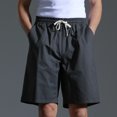 thumbnail image 2 of Birdeem Mens Solid Fashion Casual Cotton Drawstring Elastic Waist Half Shorts Pants, 2 of 12