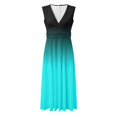 thumbnail image 5 of B91xZ Robes d'Été pour Femmes Décontractées Sans Manches Col Rond Taille Élastique Robe Midi à Volants, Bleu S, 5 of 5