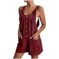 thumbnail image 1 of Gspmoly Shorts de Course pour Femmes, Mode Femme Été Décontractée Combinaison Courte Sans Manches à Bretelles Shorts de Randonnée Femmes Aubaines du Jour Vin G, 1 of 7